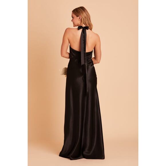 NWT Birdy Grey Monica Halter Satin Dress Black Bridesmaids Dress - Picture 3 of 8
